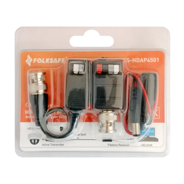Alternative view of FOLKSAFE Video Balun FS-HDAP4501 για CCTV, active transmitter/passive receiver