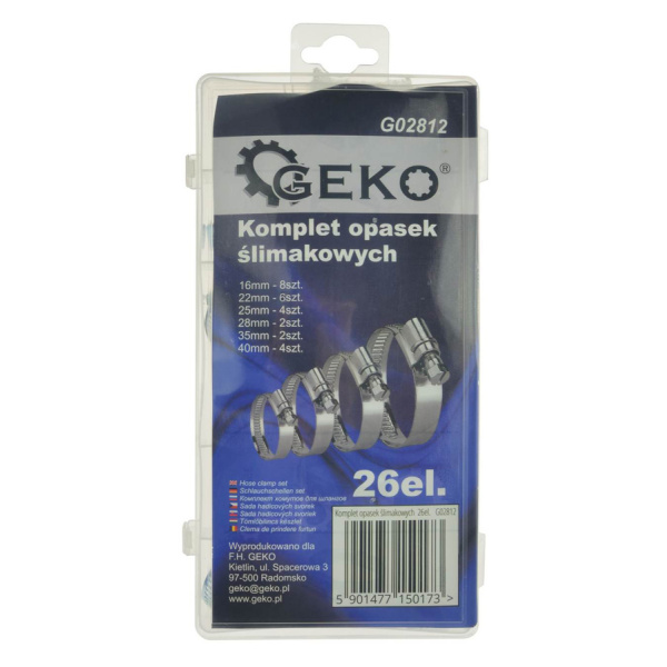 Alternative view of GEKO σετ μεταλλικοί σφιγκτήρες λάστιχων G02812, διάφορα μεγέθη, 26τμχ