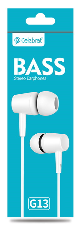 CELEBRAT earphones με μικρόφωνο G13, 3.5mm σύνδεση, Φ10mm, 1.2m, λευκό - Image 5