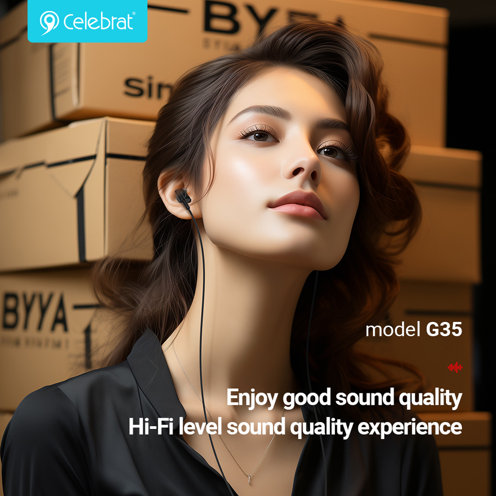 CELEBRAT earphones με μικρόφωνο G35, 3.5mm σύνδεση, 10mm, 1.2m, λευκά - Image 4