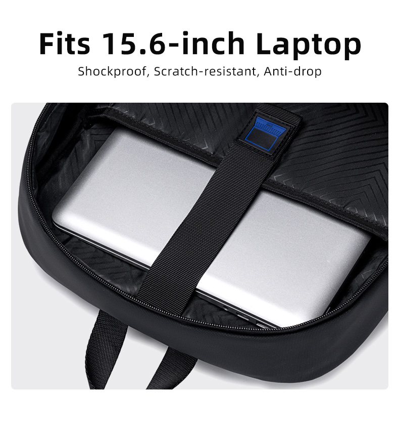 GOLDEN WOLF τσάντα πλάτης GB00705 με θήκη laptop 15.6", 17L, μαύρη - Image 3
