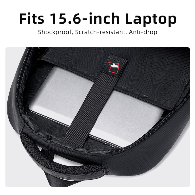GOLDEN WOLF τσάντα πλάτης GB00707 με θήκη laptop 15.6", 21L, μαύρη - Image 4
