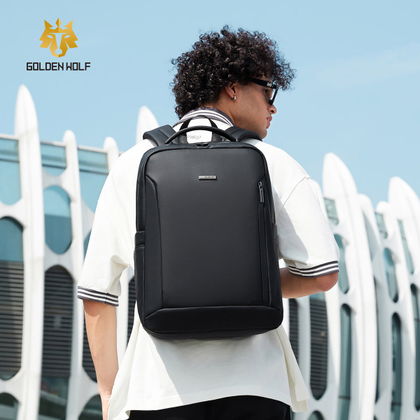 Alternative view of GOLDEN WOLF τσάντα πλάτης GB00731 με θήκη laptop 15.6", 17L, μαύρη