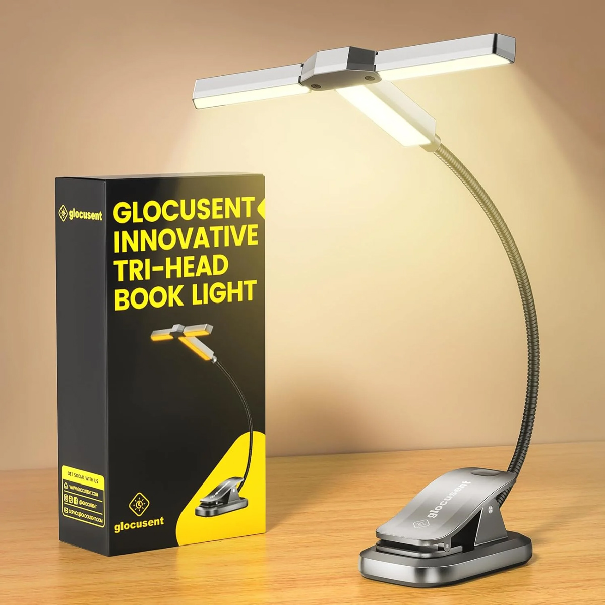 GLOCUSENT LED φακός διαβάσματος GLCSNTA2301, επαναφορτιζόμενος, έως 50lm, γκρι - Image 7