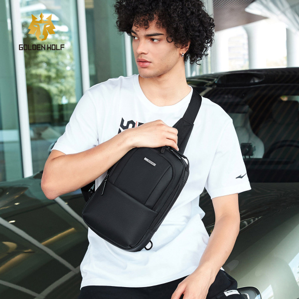 Alternative view of GOLDEN WOLF τσάντα Crossbody GXB00725, 4L, μαύρη