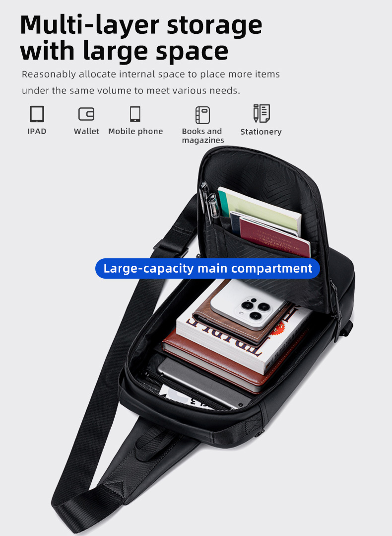 GOLDEN WOLF τσάντα Crossbody GXB00725, 4L, μαύρη - Image 3