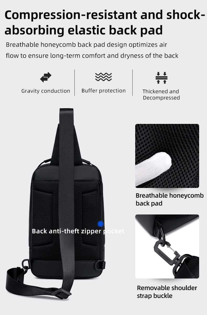 GOLDEN WOLF τσάντα Crossbody GXB00725, 4L, μαύρη - Image 6