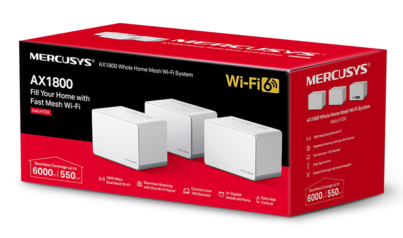 MERCUSYS Mesh Wi-Fi 6 System Halo H70X, 1.8Gbps Dual Band, 3τμχ, V. 1.20 - Image 5