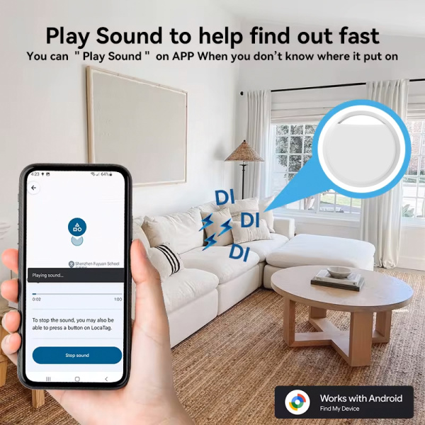 Alternative view of HAVEDEER smart tag ACCUTAG για Android συσκευές, Bluetooth tracker, λευκό