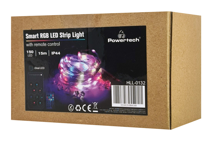 POWERTECH smart LED καλωδιοταινία HLL-0132, RGB, IP44, Bluetooth, 15m - Image 8