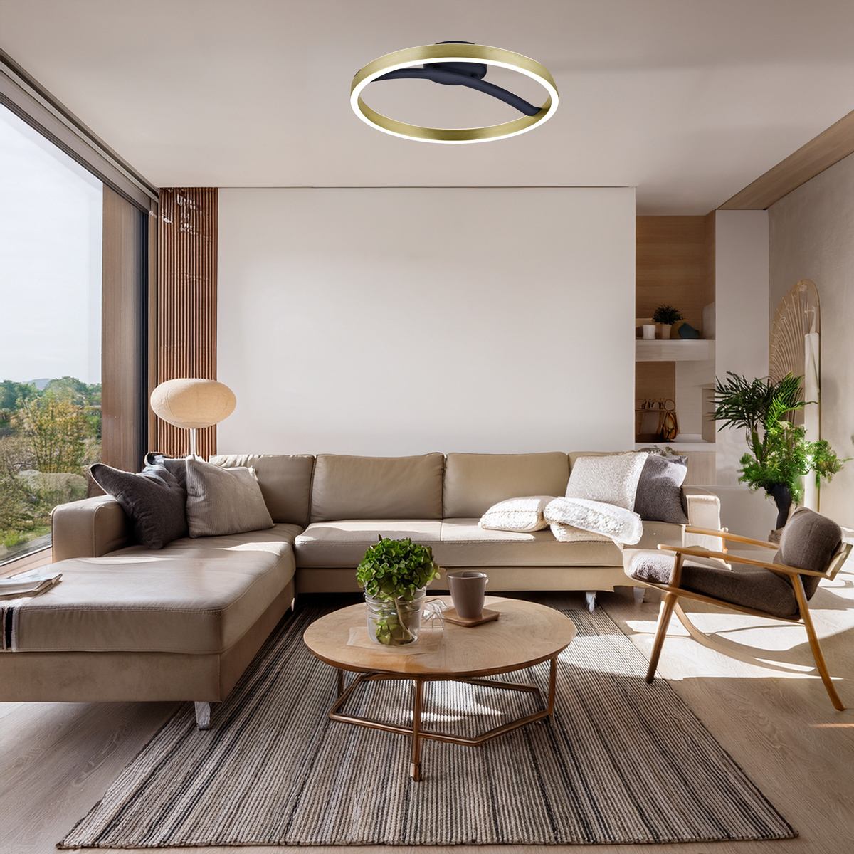 POWERTECH LED φωτιστικό οροφής HLL-0199, 29W, 4000K, Φ38x10cm, χρυσό/μαύρο - Image 3