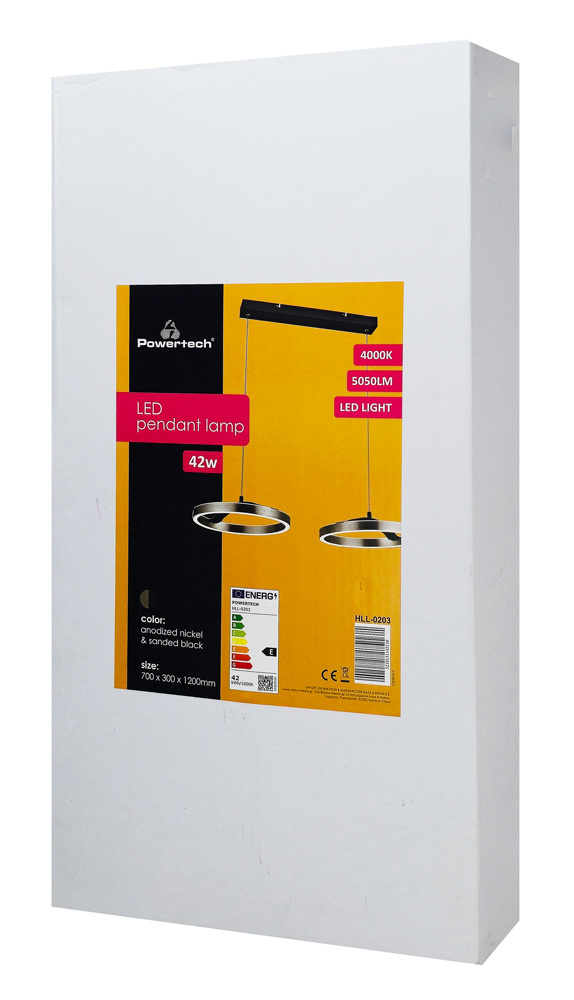 POWERTECH LED φωτιστικό οροφής HLL-0203, 42W, 4000K, 70x30x120cm, ασημί/μαύρο - Image 6
