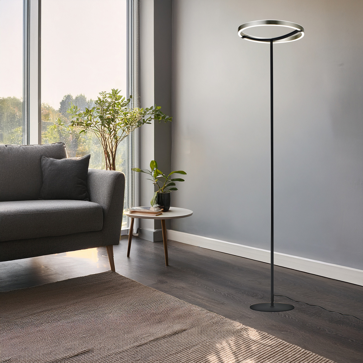 POWERTECH LED φωτιστικό δαπέδου HLL-0204, 42W, 4000K, Φ38x157cm, ασημί/μαύρο - Image 3