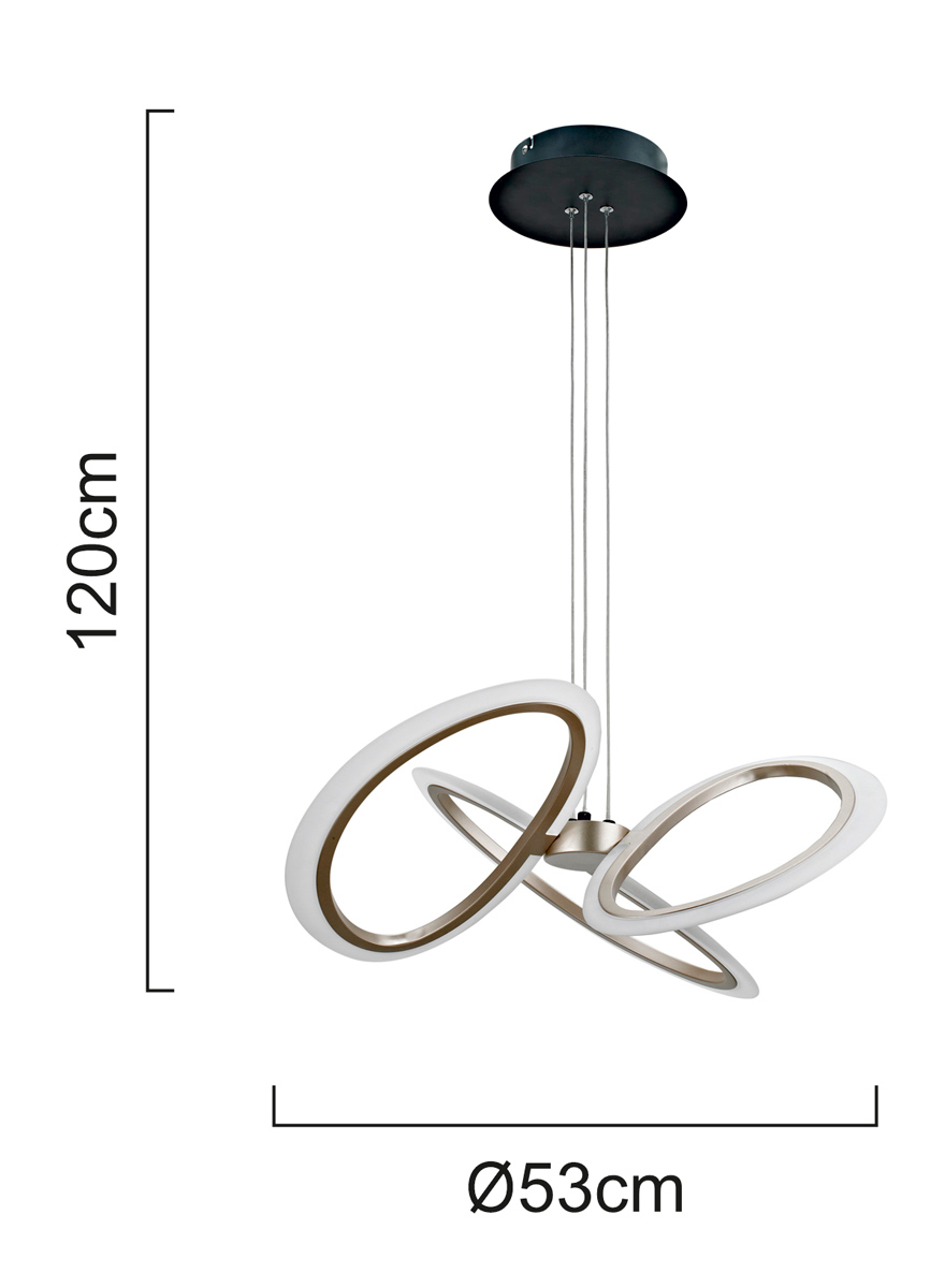 POWERTECH LED φωτιστικό οροφής HLL-0205, 40W, 4000K, Φ53x120cm, οπάλ χρυσό/μαύρο - Image 4