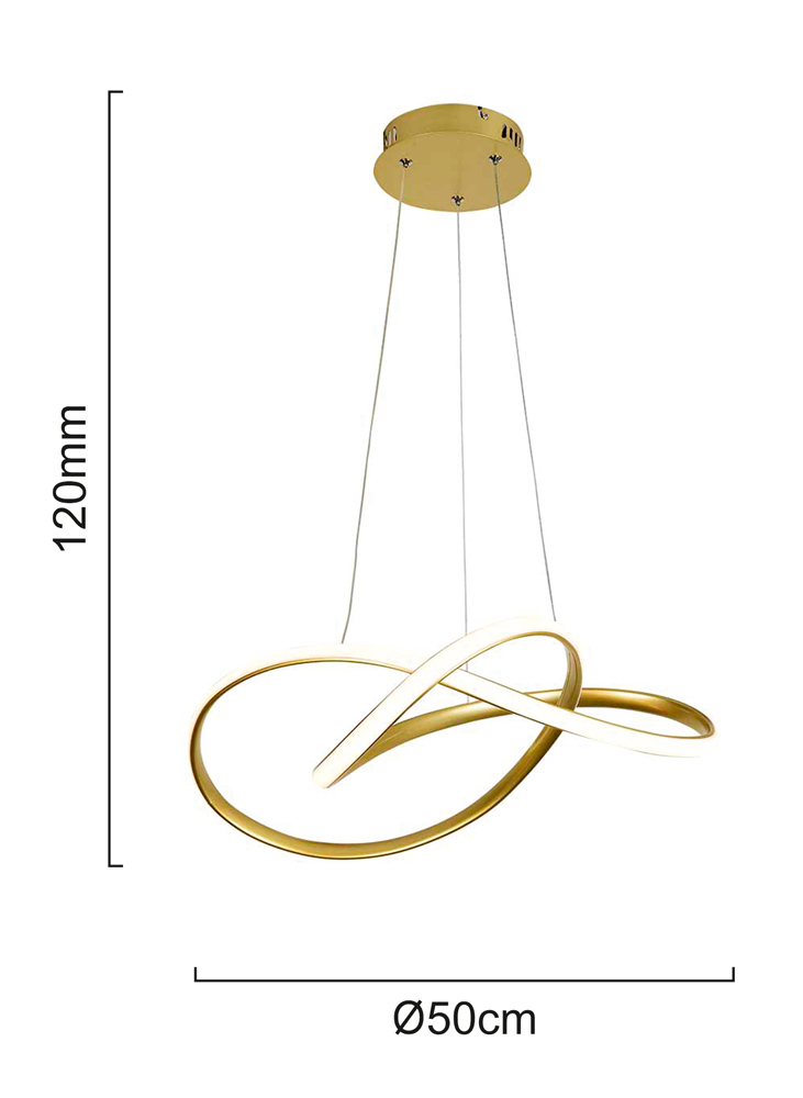 POWERTECH LED φωτιστικό οροφής HLL-0208, 48W, 4000K, Φ50cm x 120cm, χρυσό - Image 4