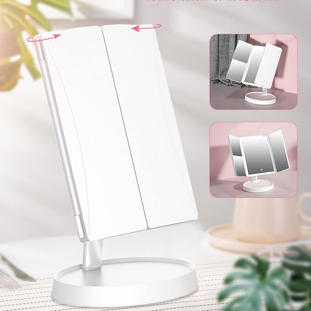 HOME USE επιτραπέζιος καθρέφτης HUH-0183, LED φως, 1x/2x/3x zoom, 2000mAh, λευκός - Image 3