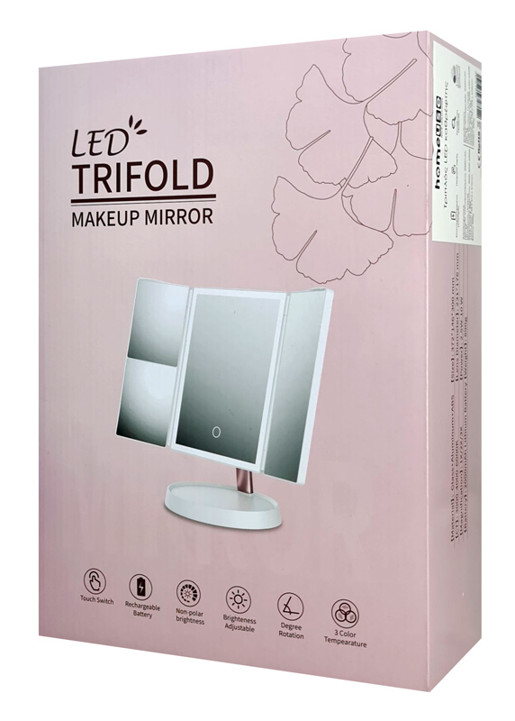 HOME USE επιτραπέζιος καθρέφτης HUH-0183, LED φως, 1x/2x/3x zoom, 2000mAh, λευκός - Image 7