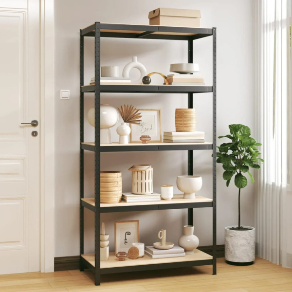 Alternative view of HOME USE μεταλλική ραφιέρα HUH-0199 με 5 ράφια, 90x40x180cm, μαύρη