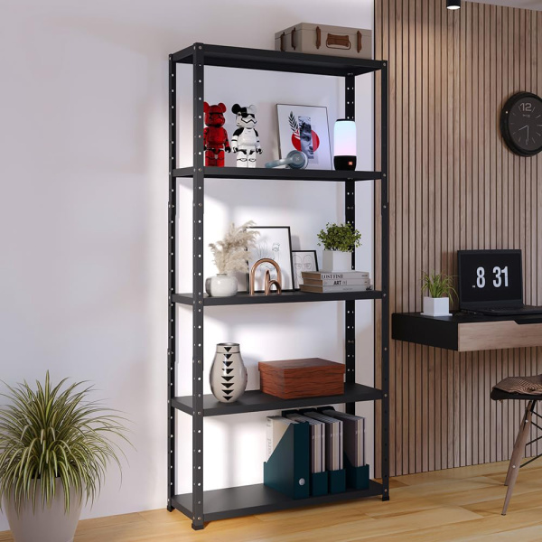 Alternative view of HOME USE μεταλλική ραφιέρα HUH-0200 με 4 ράφια, 75x30x150cm, μαύρη