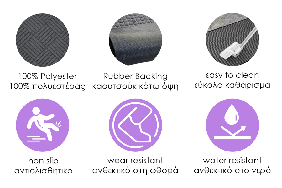 HOME USE πατάκι εισόδου HUH-0212, αντιολισθητικό, 60x40cm, 5mm πάχος, γκρι - Image 3