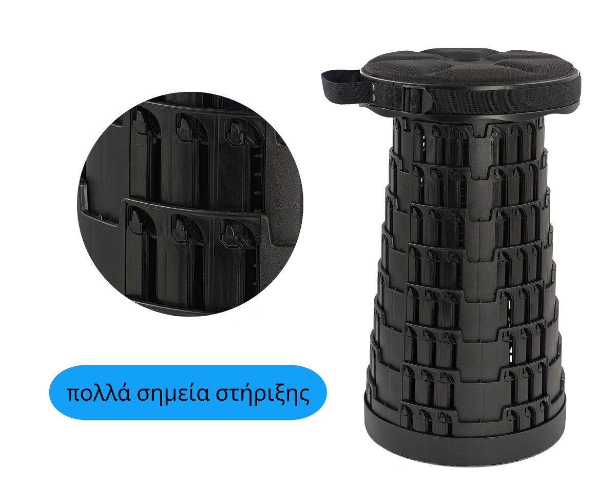 HOME USE πτυσσόμενο καρεκλάκι HUH-0235 με μαξιλάρι, αντοχή έως 250kg, 25.5x45cm, μαύρο - Image 4