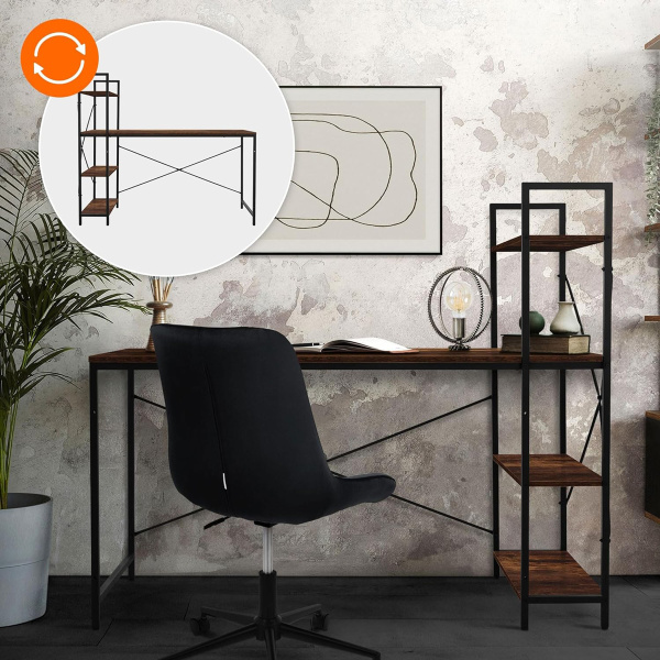 Alternative view of HOME USE γραφείο HUH-0249 με ραφιέρα, 120x60x122cm, καφέ/μαύρο