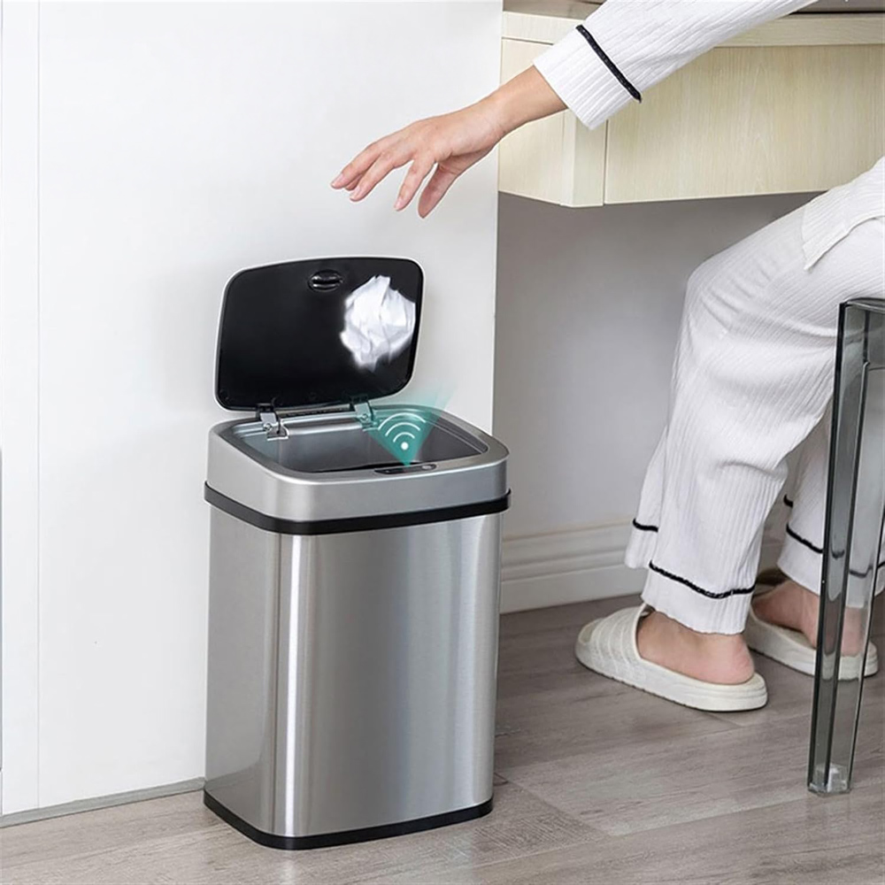 HOME USE κάδος απορριμμάτων HUH-0256 με φωτοκύτταρο, ανοξείδωτο ατσάλι, 15lt, ασημί - Image 2