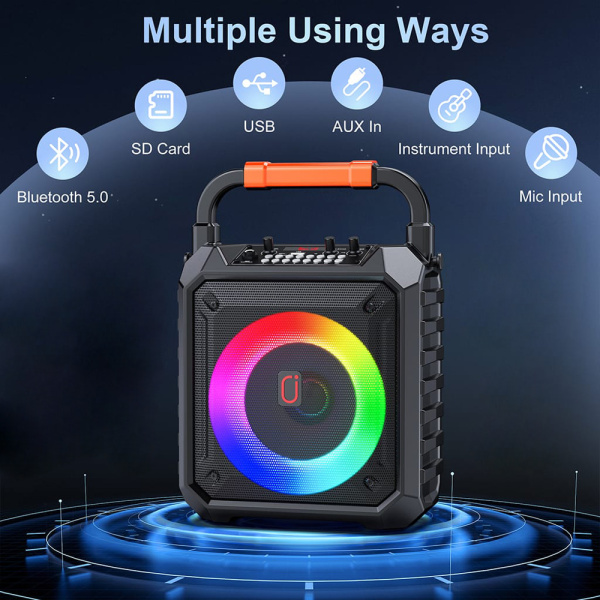Alternative view of JYX φορητό ηχείο T17-T με 2x μικρόφωνα, 15W, 3000mah, LED, μαύρο