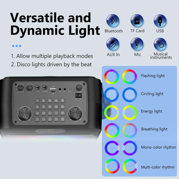 Alternative view of JYX φορητό ηχείο T19-T με 2x μικρόφωνα, 18W, 3000mah, LED, μαύρο