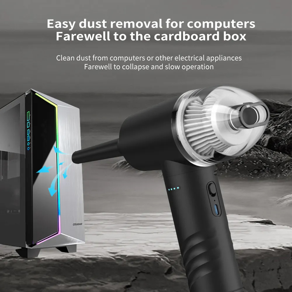 KINZIR 2 σε 1 σκουπάκι χειρός & air duster VC43, 70W, 6000mAh, μαύρο - Image 3