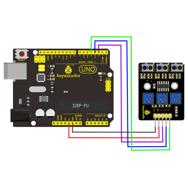 Alternative view of KEYESTUDIO 3-channel infrared line tracking sensor KS0453