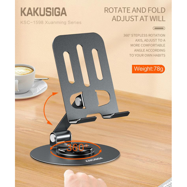 Alternative view of KAKUSIGA επιτραπέζια βάση smartphone KSC-1598, foldable, μαύρη