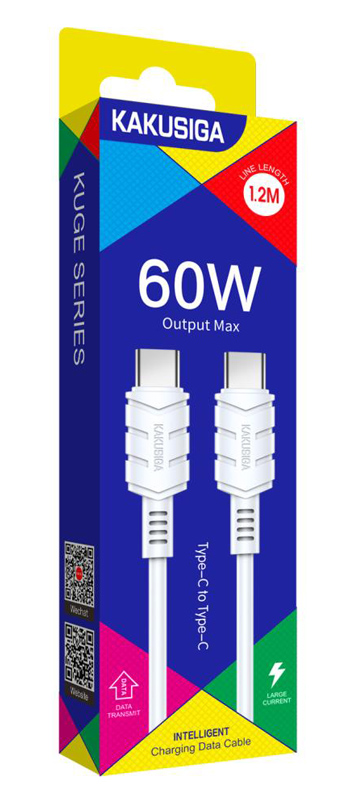 KAKUSIGA καλώδιο USB-C σε USB-C KSC-710, 60W, 480Mbps, 1.2m, λευκό - Image 3