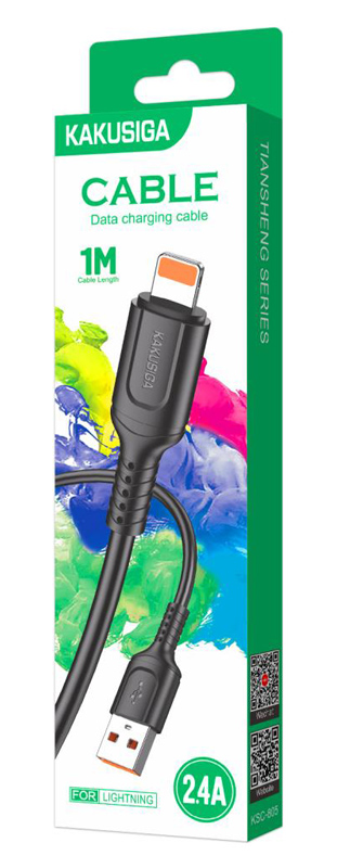 KAKUSIGA καλώδιο Lightning σε USB KSC-805, 2.4A, 480Mbps, 1m, μαύρο - Image 4