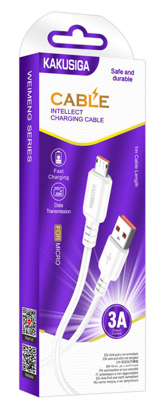 KAKUSIGA καλώδιο micro USB σε USB KSC-982, 3A, 480Mbps, 1m, λευκό - Image 3