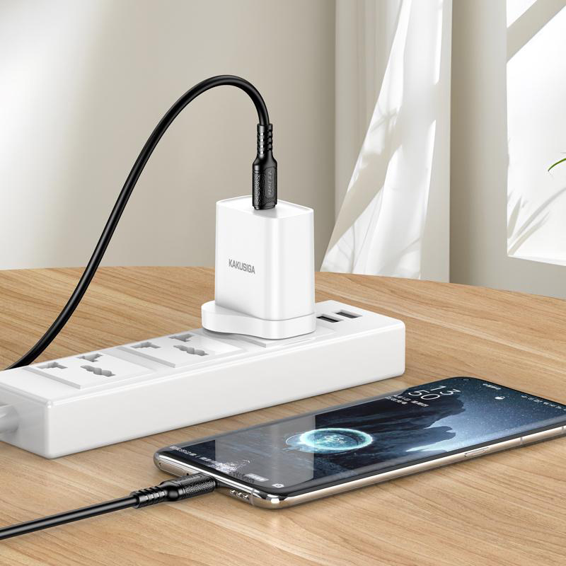 KAKUSIGA καλώδιο USB-C σε USB-C KSC-984, σιλικόνης, 60W, 480Mbps, 1m, μαύρο - Image 2
