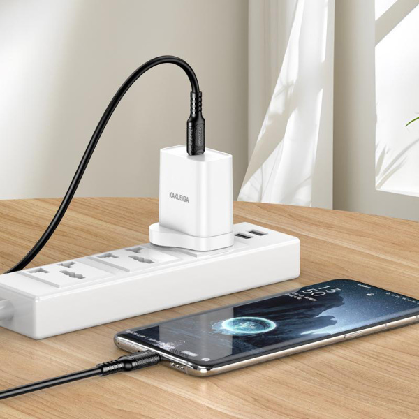 Alternative view of KAKUSIGA καλώδιο USB-C σε USB-C KSC-984, σιλικόνης, 60W, 480Mbps, 1m, λευκό