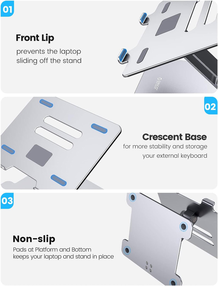 ORICO μεταλλική βάση για laptop/tablet LST-T1, 11~15.6", foldable, ασημί - Image 3