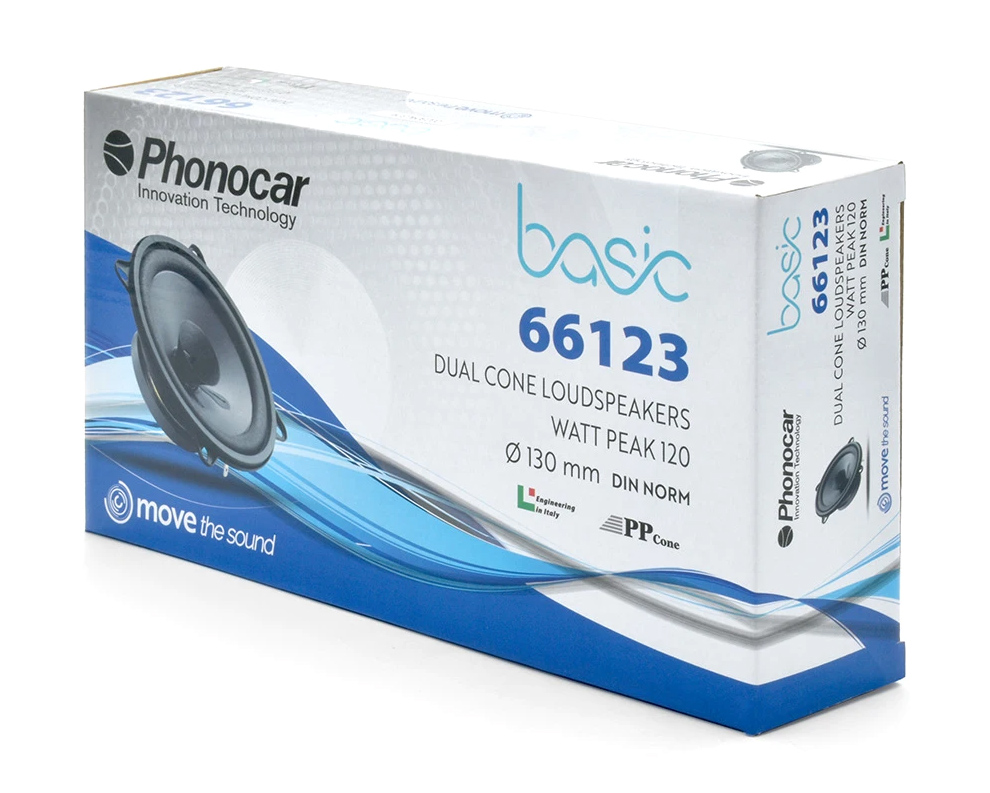 PHONOCAR σετ ηχεία αυτοκινήτου Basic 66123, 5.25", 60W, dual cone - Image 3
