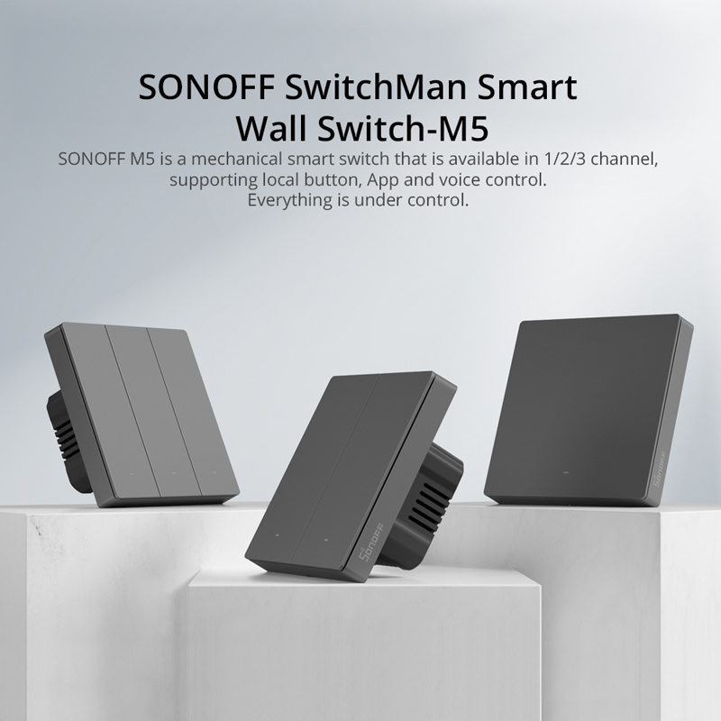 SONOFF smart διακόπτης M5-2C-86, διπλός, WiFi, γκρι - Image 2