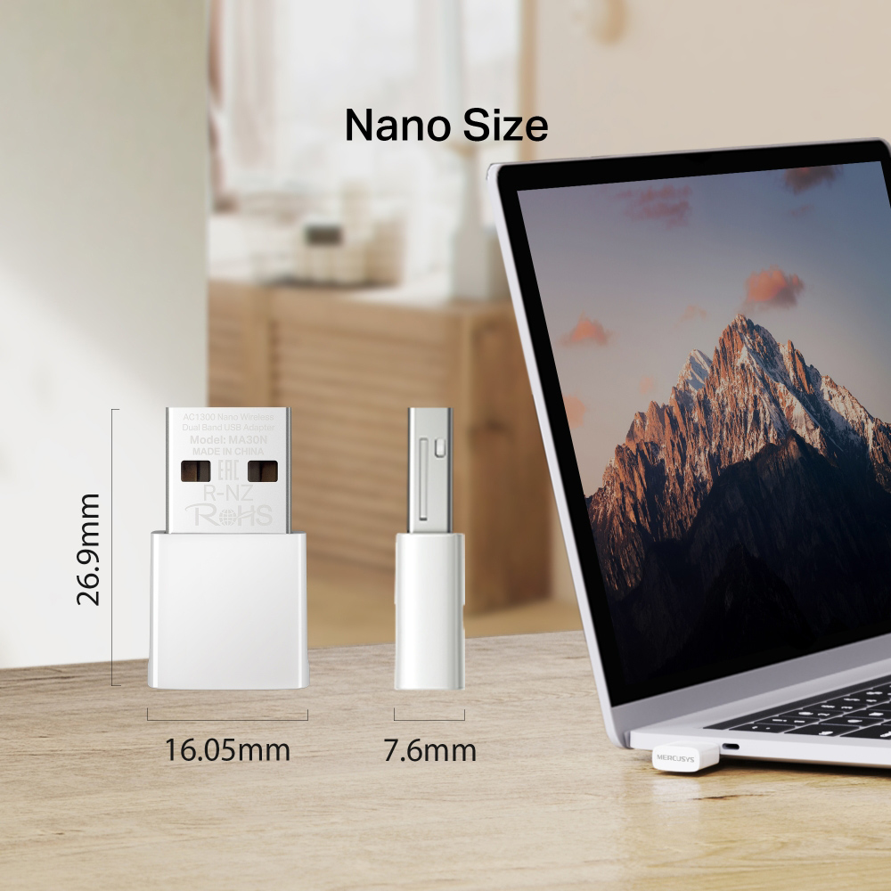 MERCUSYS ασύρματος USB αντάπτορας δικτύου MA30N, AC1300, Ver 1.0 - Image 6