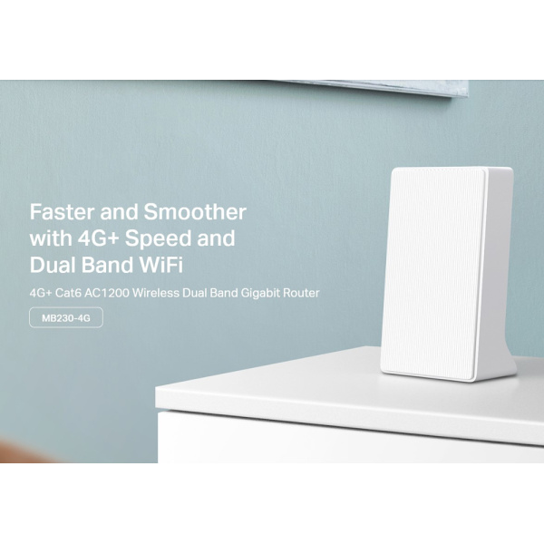 Alternative view of MERCUSYS router MB230-4G, 4G+ Cat6, 1200Mbps AC1200, Ver 1.0