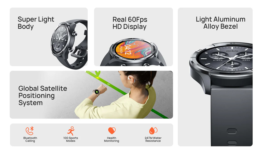 MIBRO smartwatch A3, heart rate, 1.39" IPS, GPS, 2 ATM, γκρι - Image 2