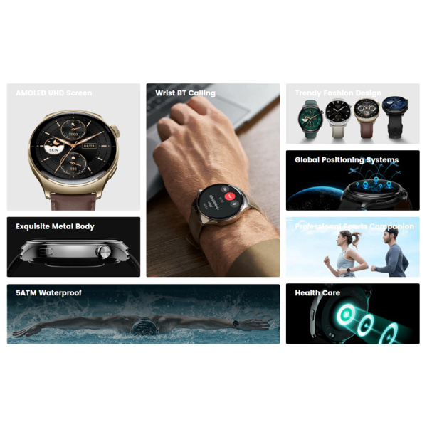 Alternative view of MIBRO smartwatch Lite 3 Pro με 2x λουράκια, heart rate, 1.32" AMOLED, GPS, 5 ATM, μαύρο/πράσινο
