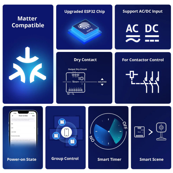 Alternative view of SONOFF smart διακόπτης MINI-D, WiFi, συμβατός με Matter, λευκός