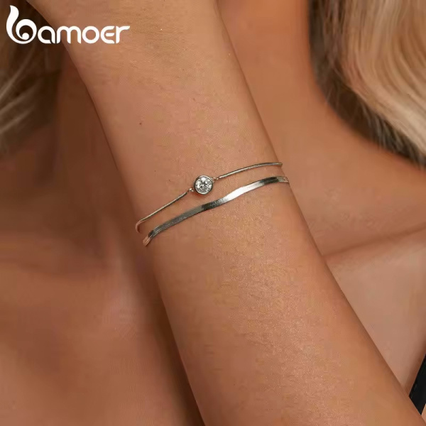 Alternative view of BAMOER βραχιόλι MSB022 με μοϊσσανίτη, ασήμι 925, ασημί