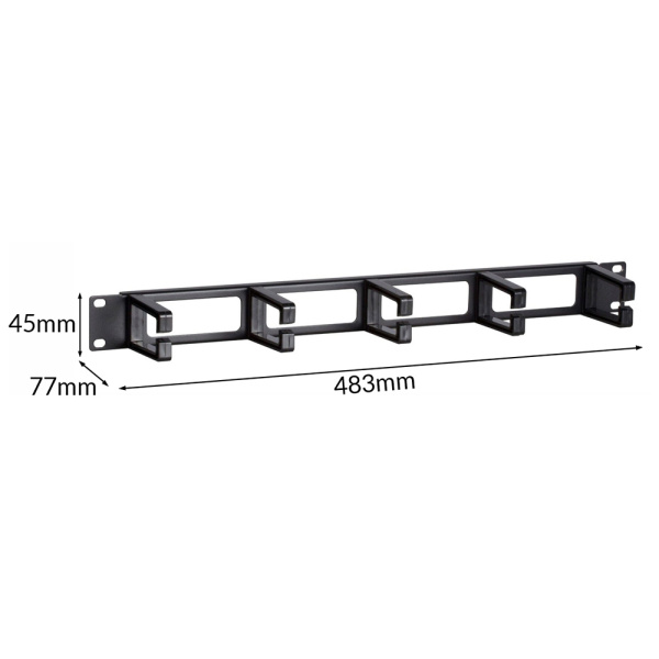 Alternative view of POWERTECH cable management NETW-0049 για rack 19"/1U, 5x γάντζοι, μαύρο