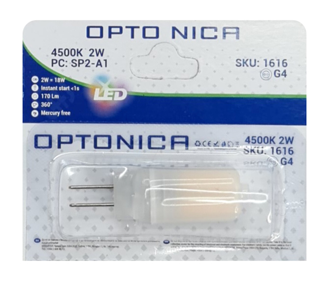 OPTONICA LED λάμπα 1616, 2W, 4500K, 170lm, G4 - Image 3