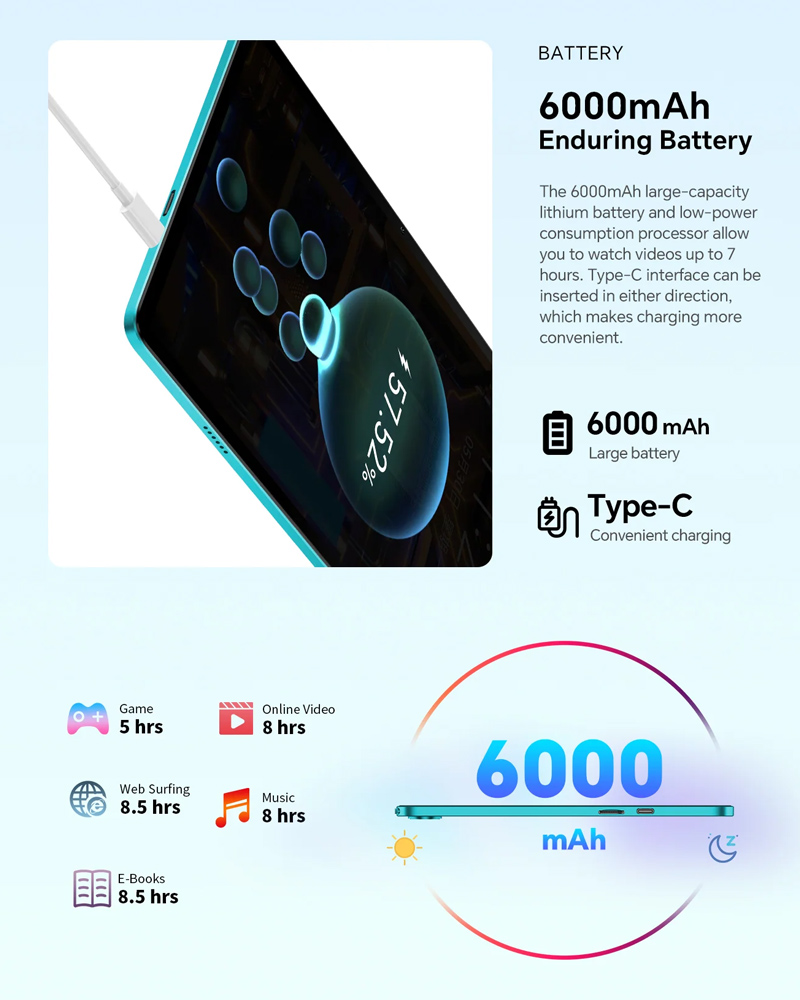 TECLAST tablet P30, 10.1", 4/128B, Android 14, 6000mAh, μπλε - Image 6