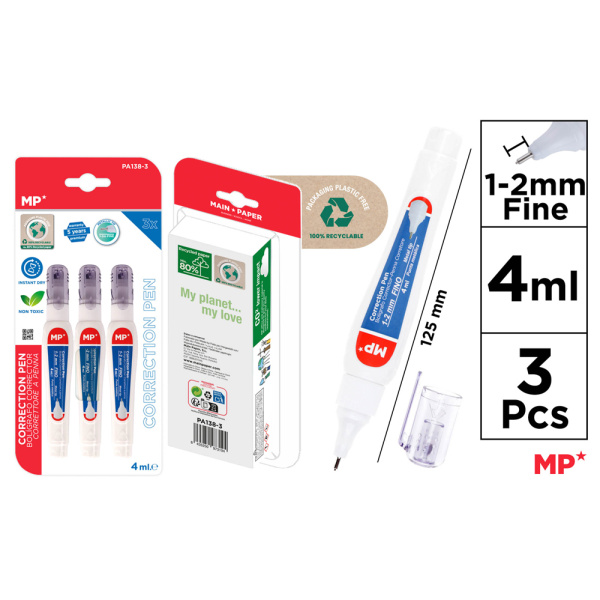 Alternative view of MP σετ διορθωτικό στυλό PA138-3C, 1-2mm, 4ml, 3τμχ